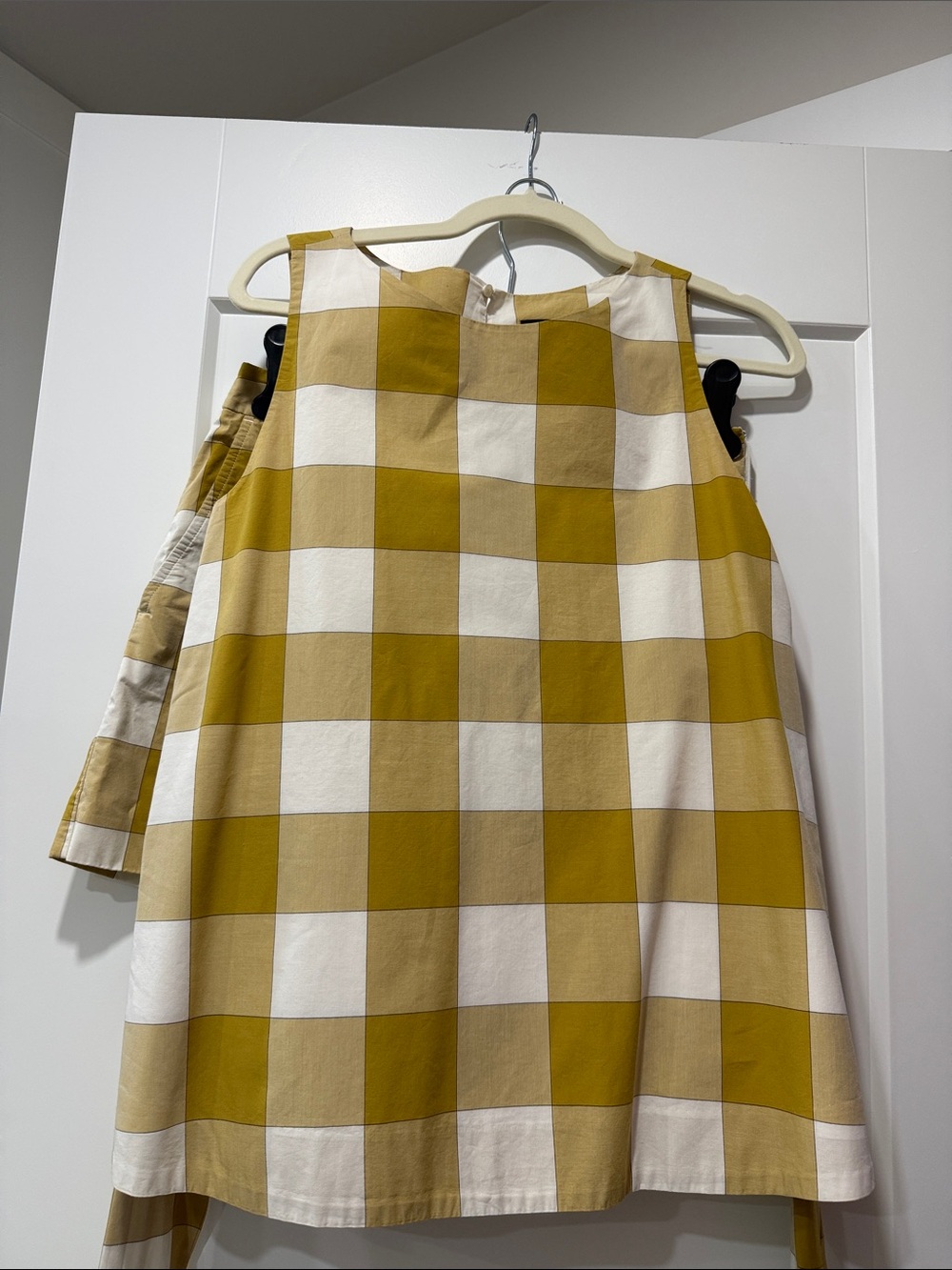 Gingham Check Sleeveless Shift Top and Short Set in Mustard and Cream